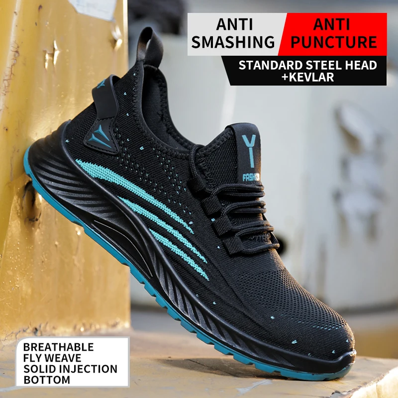 Men Work Safety Shoes Boots Anti-puncture Man For Work Sneakers Indestructible Work Shoe Lightweight Casual Sport Shoes YIZHONCO