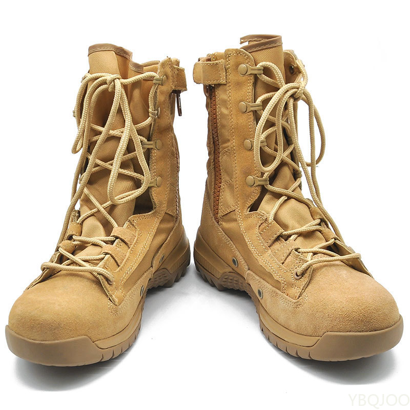 TAN COLOR BOOTS FOR MEN BOOTS DESERT OUTDOOR BOOTS WITH SIDE ZIPPER SIZE 38-46