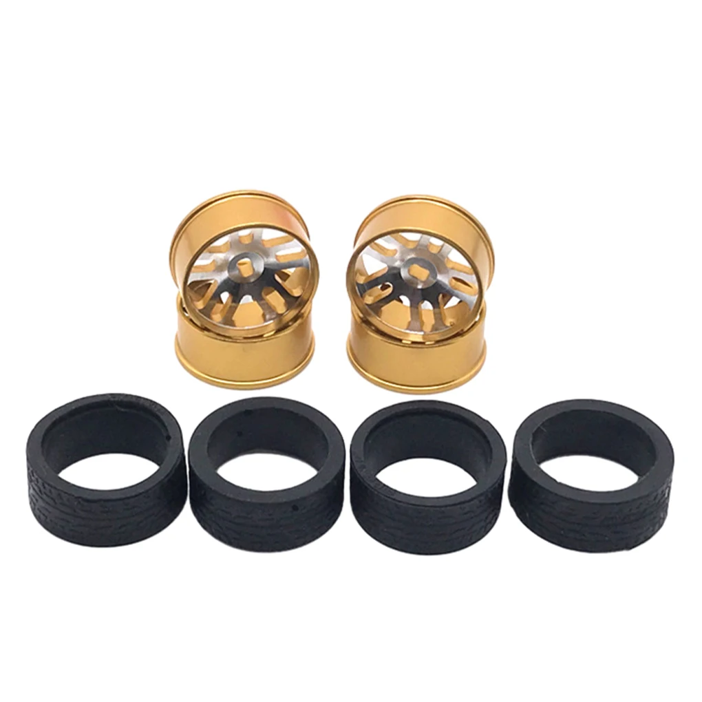 4pcs Metal Drift Wheel & Soft Tire Skin Set for Wltoys 284131 K989 K969 1/28 RC Car Upgrade Parts