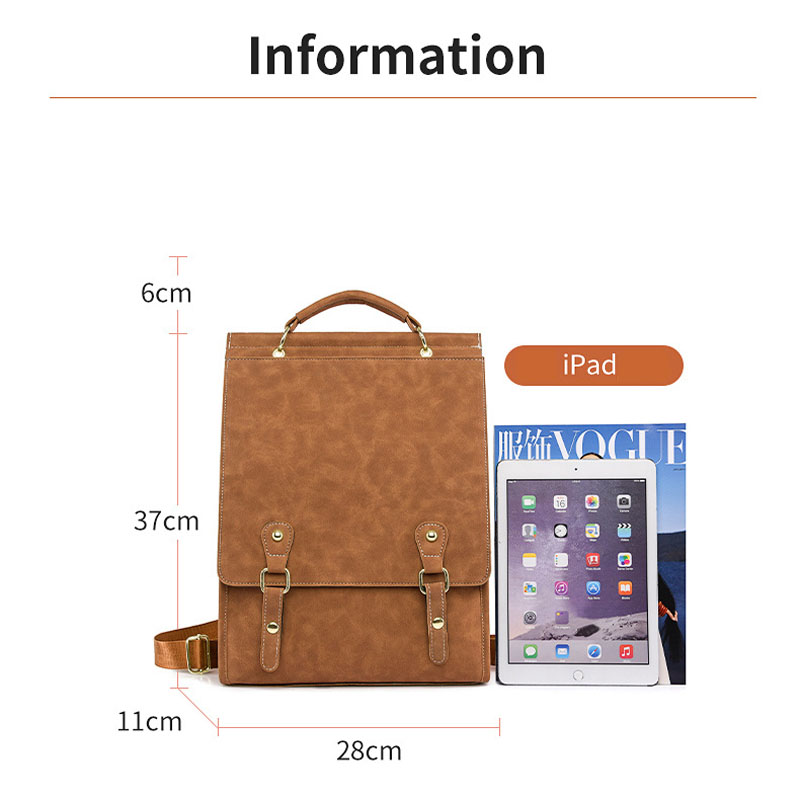 vintage pu leather women backpack Female 2023 New Joker Korean school bag for ladies university students
