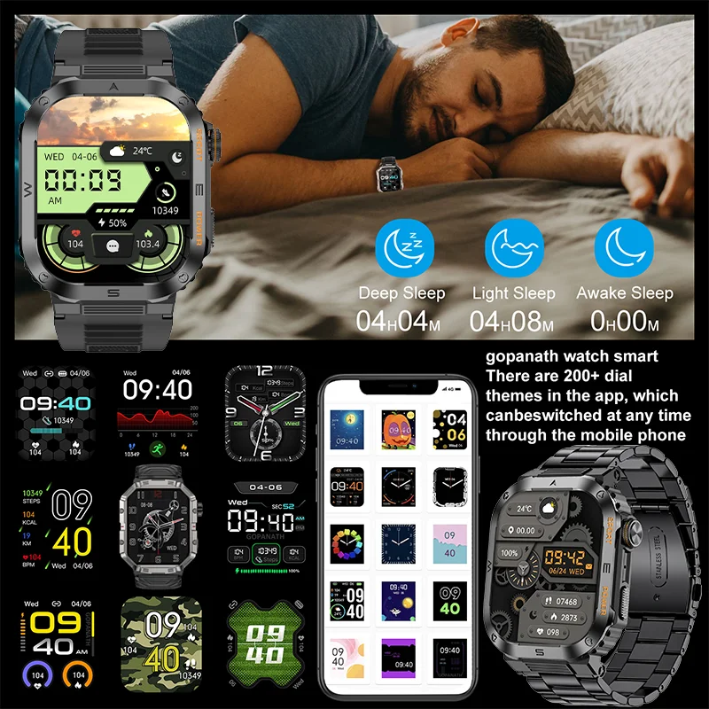 New Men's Smart Watch Bluetooth Call AI Voice Assistant Heart Rate Blood Oxygen Health Monitoring Sports Waterproof Smart Watc