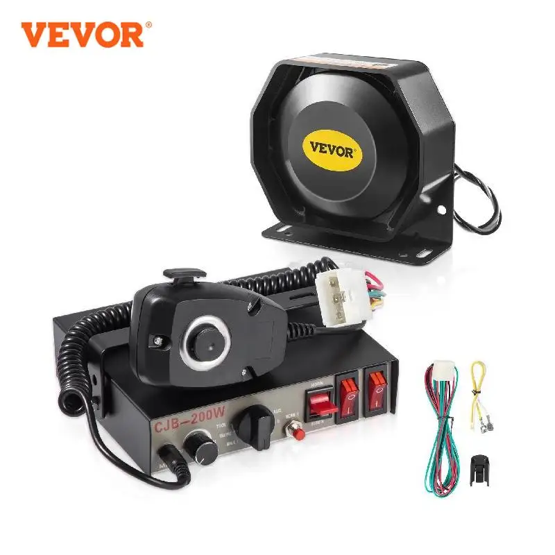 VEVOR Police Sirens 200W Car Warning Alarm Handhold Microphone Light Control Switches Emergency Electronic for Cars Fire Trucks