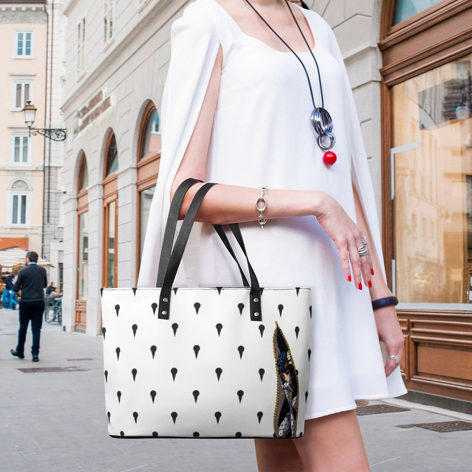Bruno Bucciarati Handbags Jojos Bizzare Adventures Pocket Tote Bag Modern PU Leather Shoulder Bag Lady Office Print Shopper Bags