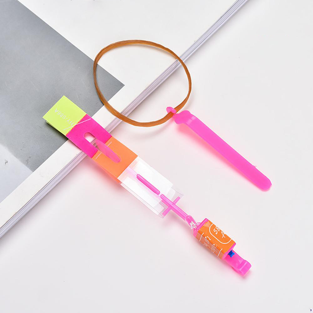 LED Light Catapult Lighting Up Toy Plastic Outdoor Slingshot Flying Game Battery Powered Flying Helicopter Toy for Kids Holiday