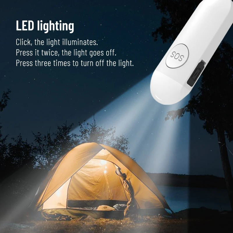 FUERS 130dB Self Defense Alarm with LED Light Rechargeable Women Kids Personal SOS Defense Safety Alarm Key Chain Emergency