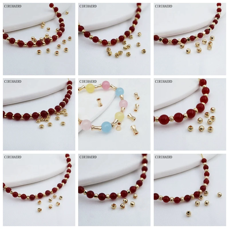 4mm 5mm 14K Gold Plated Square Spacer Jewelry Flower Beads For DIY Bracelet Jewellery Making Supplies Loose Bead Wholesale Lots
