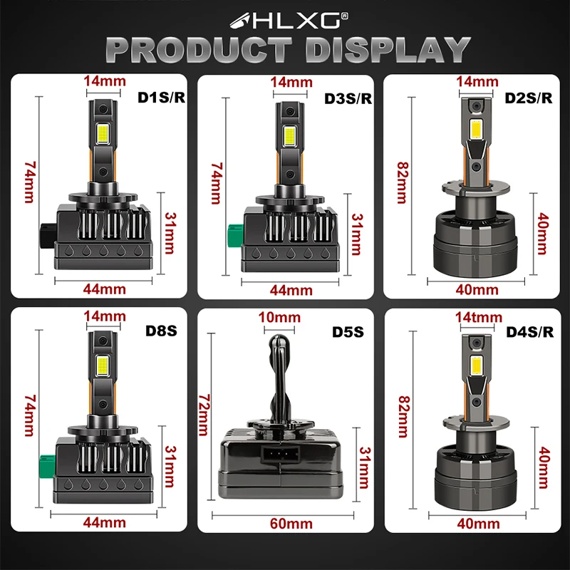 HLXG 850W D1S D3S Led Canbus Headlights Bulbs 30 pcs CSP LED 400000LM D2S D4S D8S HID D1R D2R D3R D4R D8R Auto Lamp Car Light