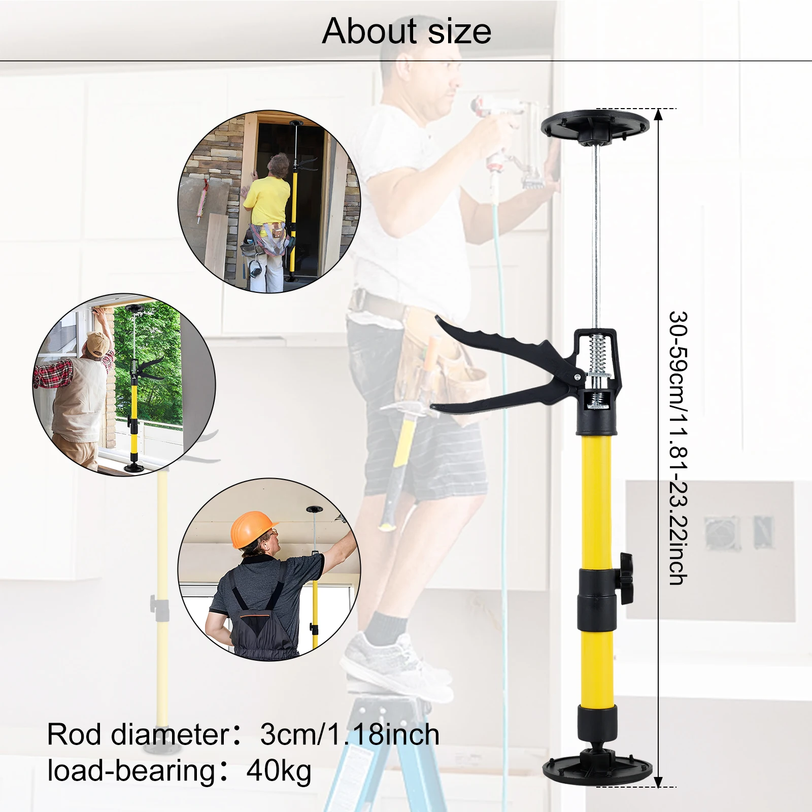 2Pcs Telescopic Support Rod 11.81/19.69 to 23.23/45.28inch Alloy Telescopic Support Pole Adjustable Third Hand Support System