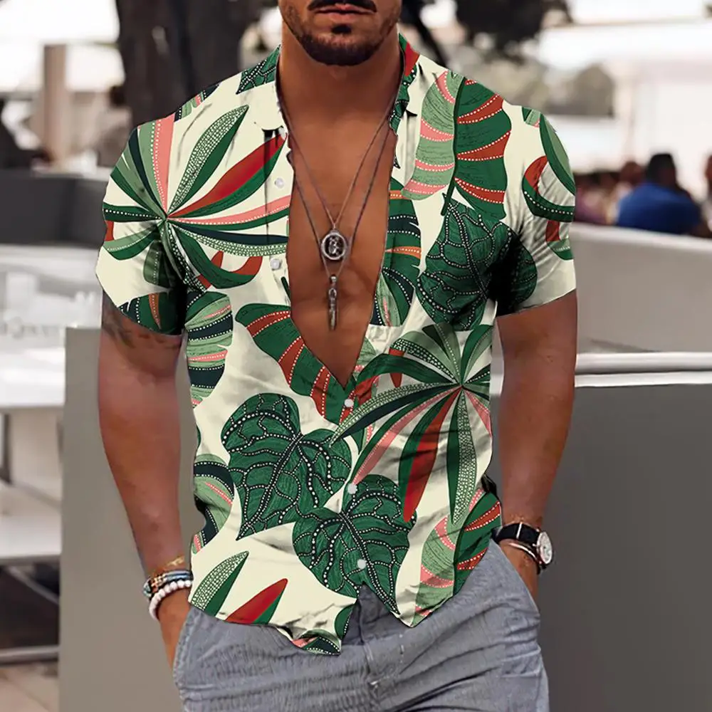 Men'S Shirts Hawaiian 3D Print Short Sleeve Tees Blouse And Shirt new Casual Beach Aloha T-Shirts 2025 For Men Social Shirt Clothing 5xl