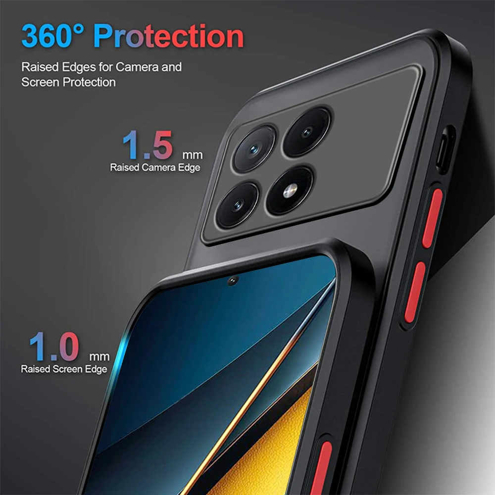 Shockproof Armor Matte Case For Xiaomi Poco X6 Pro 5G Soft TPU Bumper Clear Hard PC Cover Capas On PocoX6 Poko Little X6Pro X 6