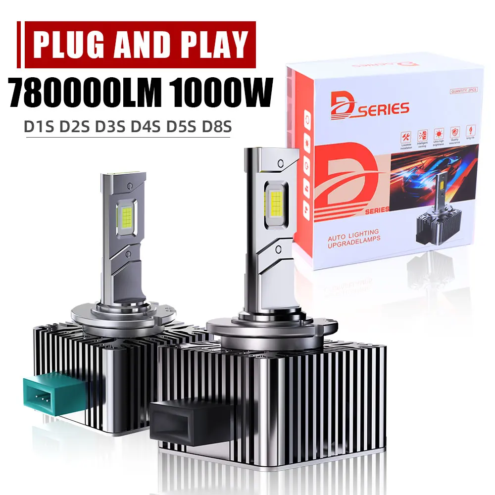 OLLO D1S LED Headlights D3S D2S D4S D5S D1R D2R D3R Turbo LED Bulbs 780000LM CSP Chip 6000K Plug&Play With Canbus 12V HID TO LED