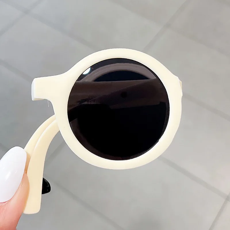 Retro Foldable Round Sunglasses for Kids Boys Girls Vintage Children Sun Folding Glasses Cute Baby Portable Goggles Eyewear