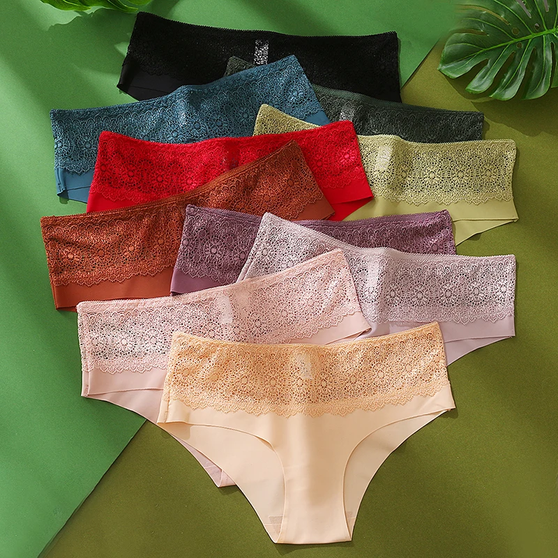 BZEL Lace Women's new Panties Sweet Flowers Underwear Silk Satin Comfort Briefs Hollow Out 2025 Sexy Lingerie Transparent Mesh Underpants