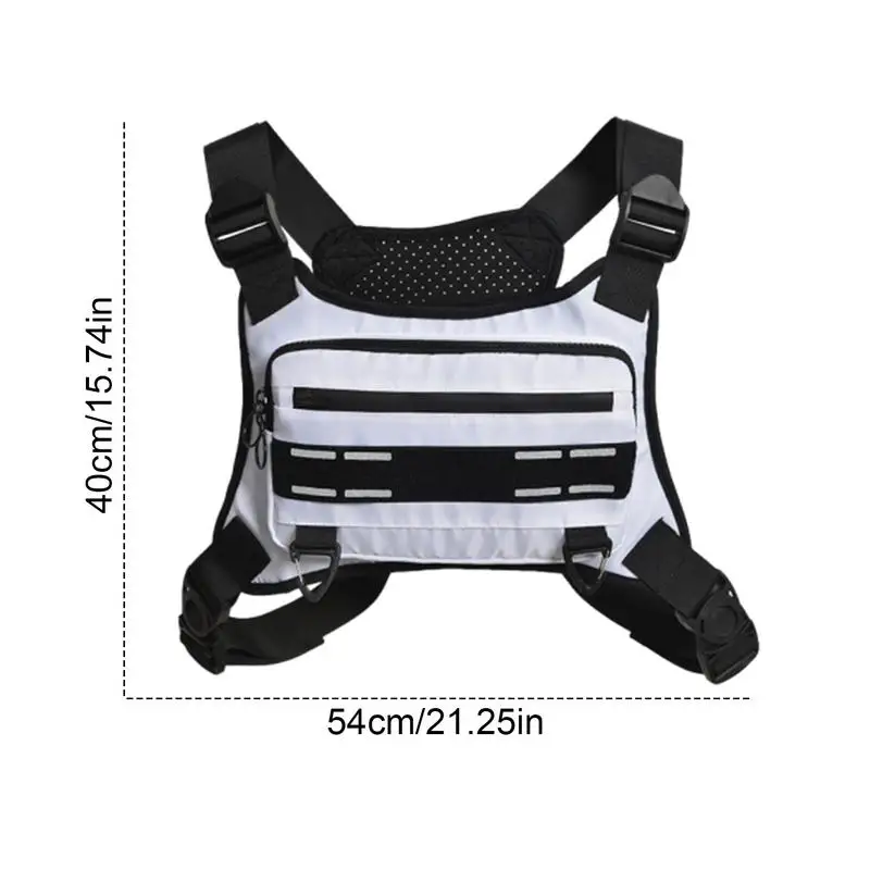 Running Chest Bag Waterproof Lightweight Front Chest Pack Reflective Sport Running Vest Bag With Built-In Phone Holder