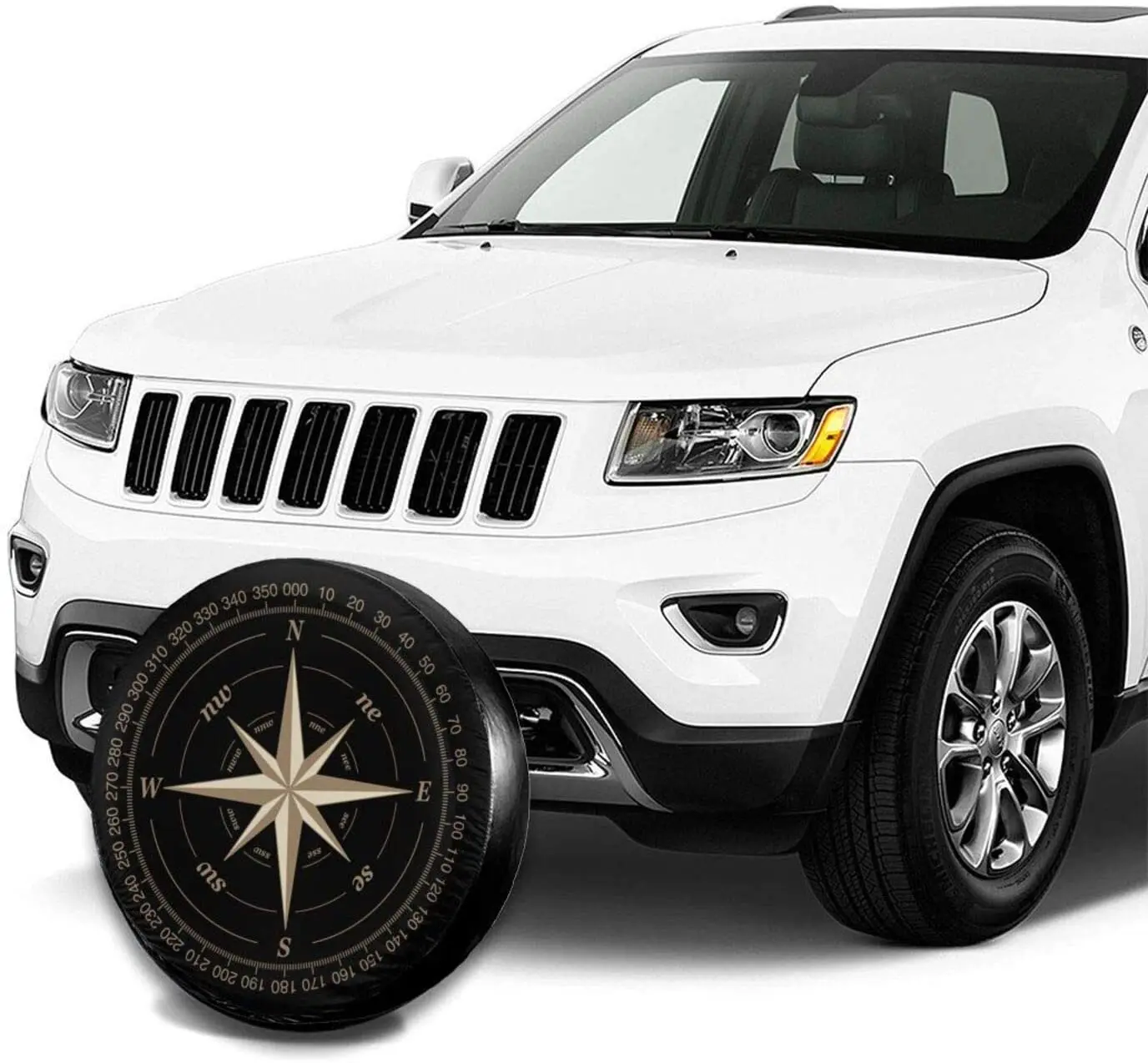 Compass Rose Black Spare Tire Cover UV Sun Wheel Covers Fit for Trailer RV SUV and Many Vehicle Inch