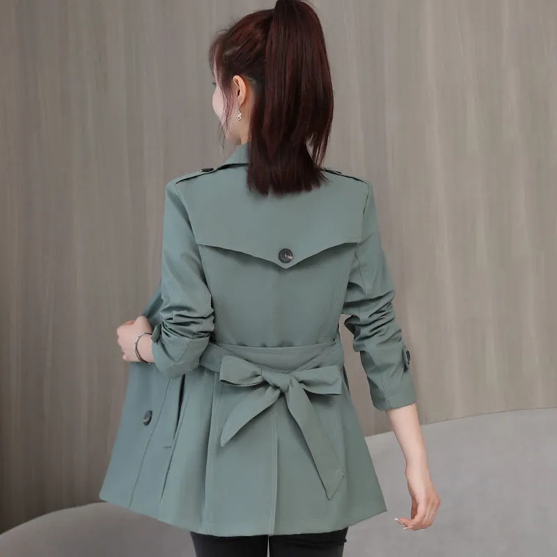 Spring Autumn Trench Coat Women Double Breasted Slim Casual Outwear Female Windbreaker Lining With Belt Long-Sleeved Top Clothes
