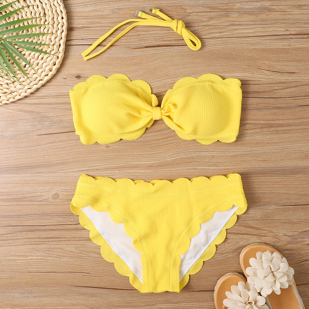 Sexy Bandeau Bikinis 2024 2025 Women Brazilian Swimsuit Solid Swimwear Female Summer new Beachwear Bathing Swimming Suit Bequine