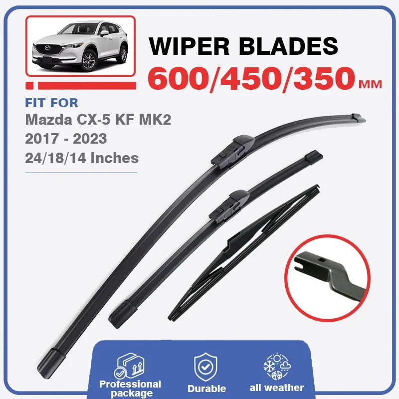Wiper Blades Set For Mazda CX5 CX-5 CX 5 KF 2 Front Rear Windshield Windscreen Wiper Window 2017 2025 new 2018 2019 2020 2021 2022 2023