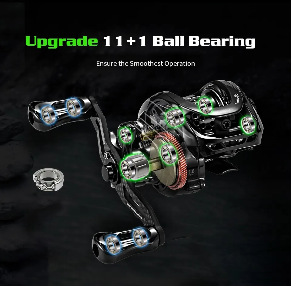 SOLOKING BMC100 Baicasting Reel Betriel BFS Reel 11+1BB 8.1 Gear Ratio 5KG Drag with Clicker Sound Fishing Reel Lille