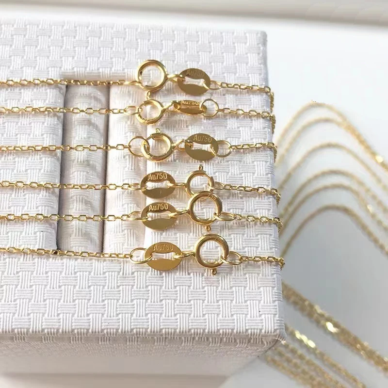 YUNLI Real 18K Gold Jewelry Chain Necklace Pure AU750 Pendant Chain for Women Fine Jewelry Gift