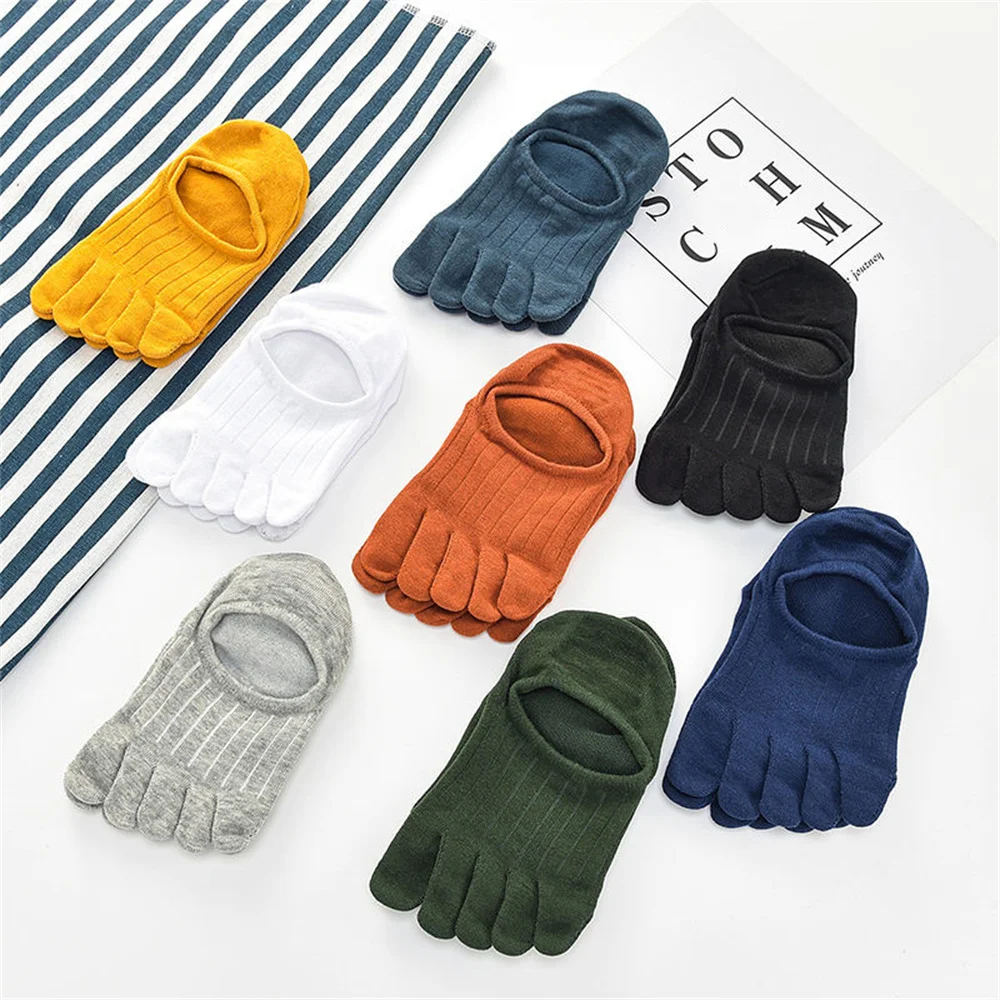 Pairs Colorful Five Fingers Socks Anti Slip Men Women Slipper Toe Sweat absorbing Boat Ankle Short 5