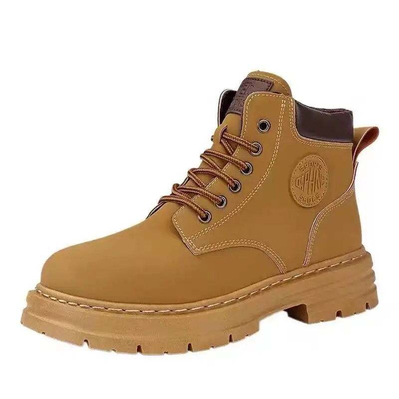 Winter new Men's Leather Boots Thickened Warm Work Boots Thick-soled 2025 Men's Ankle Boots 2024 High Top Snow Boots New Botas De Hombre