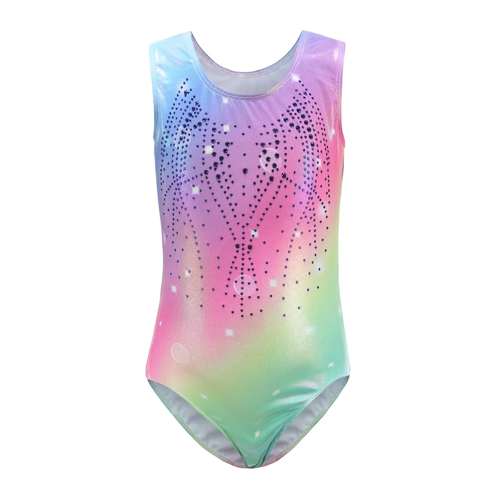 5-14 Years Girls Gymnastics Leotards Bronzing Dance Sleeveless/Long Sleeve Dancewear Kids Leotards Athletic Ballet Dress