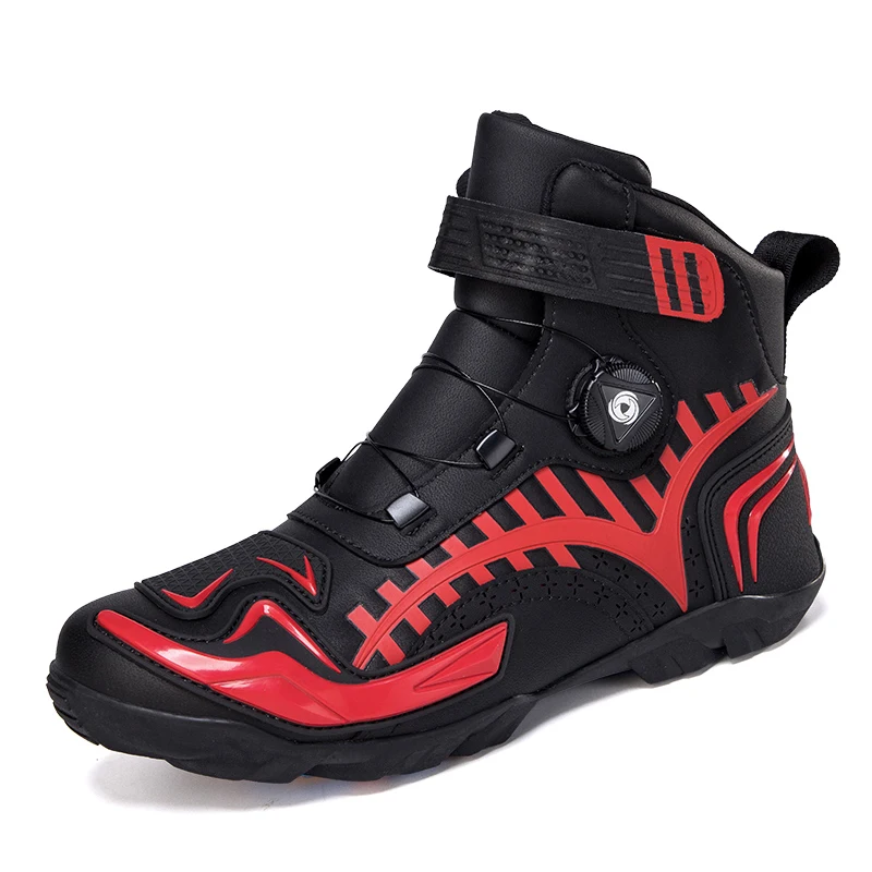 Men Motorcycle Boots Big Size 47 48 Riding Racing Motor Shoes Microfiber Leather Quick Lacing Botas Moto Hombre