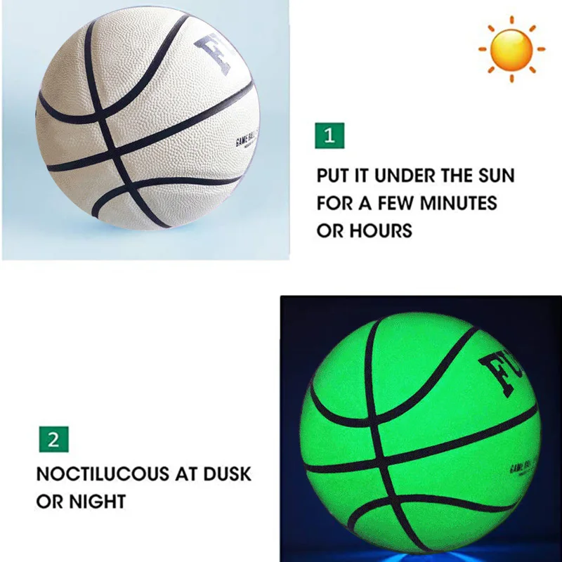 Glowing Reflective Basketball Size 7 Outdoor Indoor Ball for Night Game Adult or Kids Basketball Sports Gift