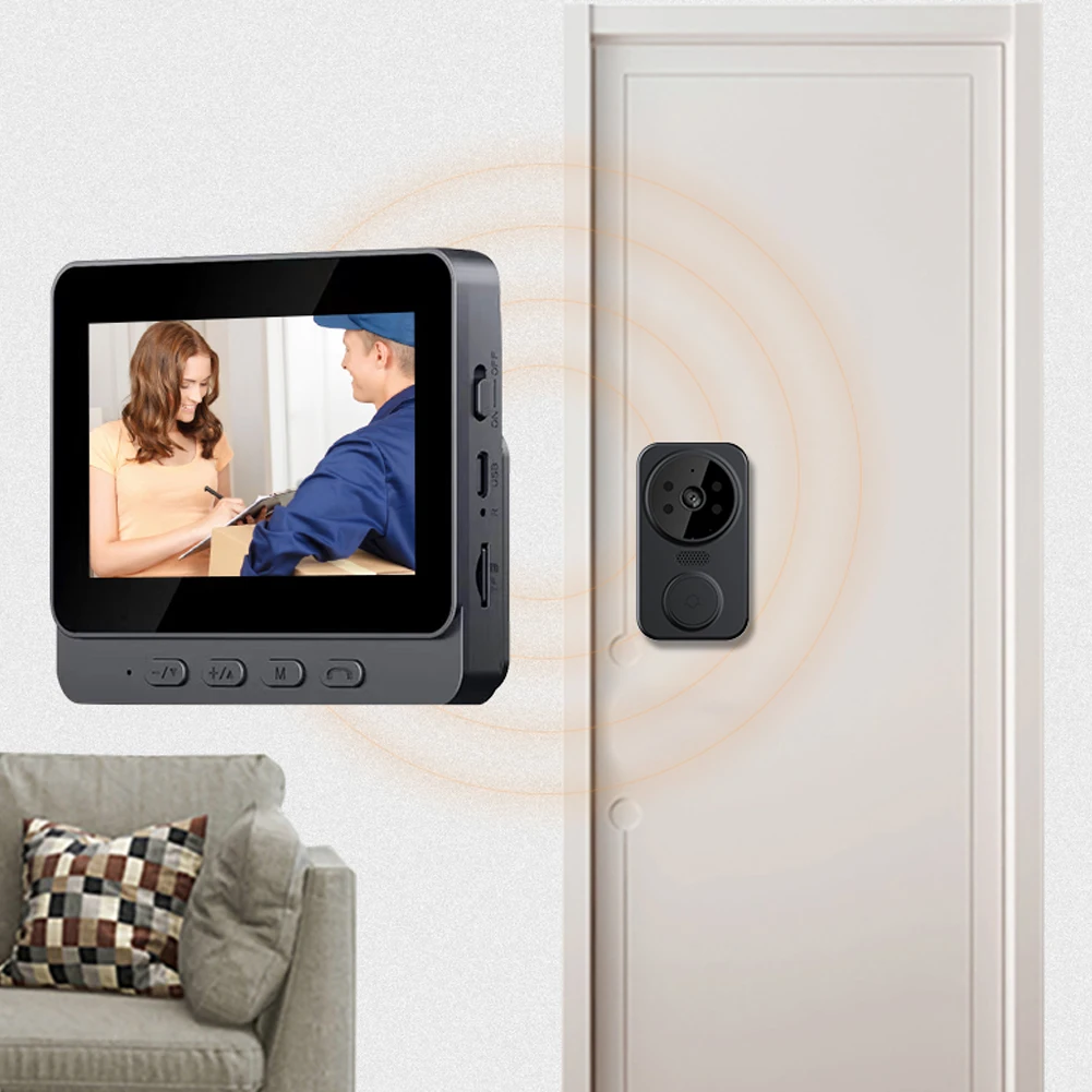 Door Eye Camera 2.4G WiFi Automatic Sensing Digital Door Viewer 4.3 Inch IPS Screen Smart Video Doorbell Camera Two-Way Intercom