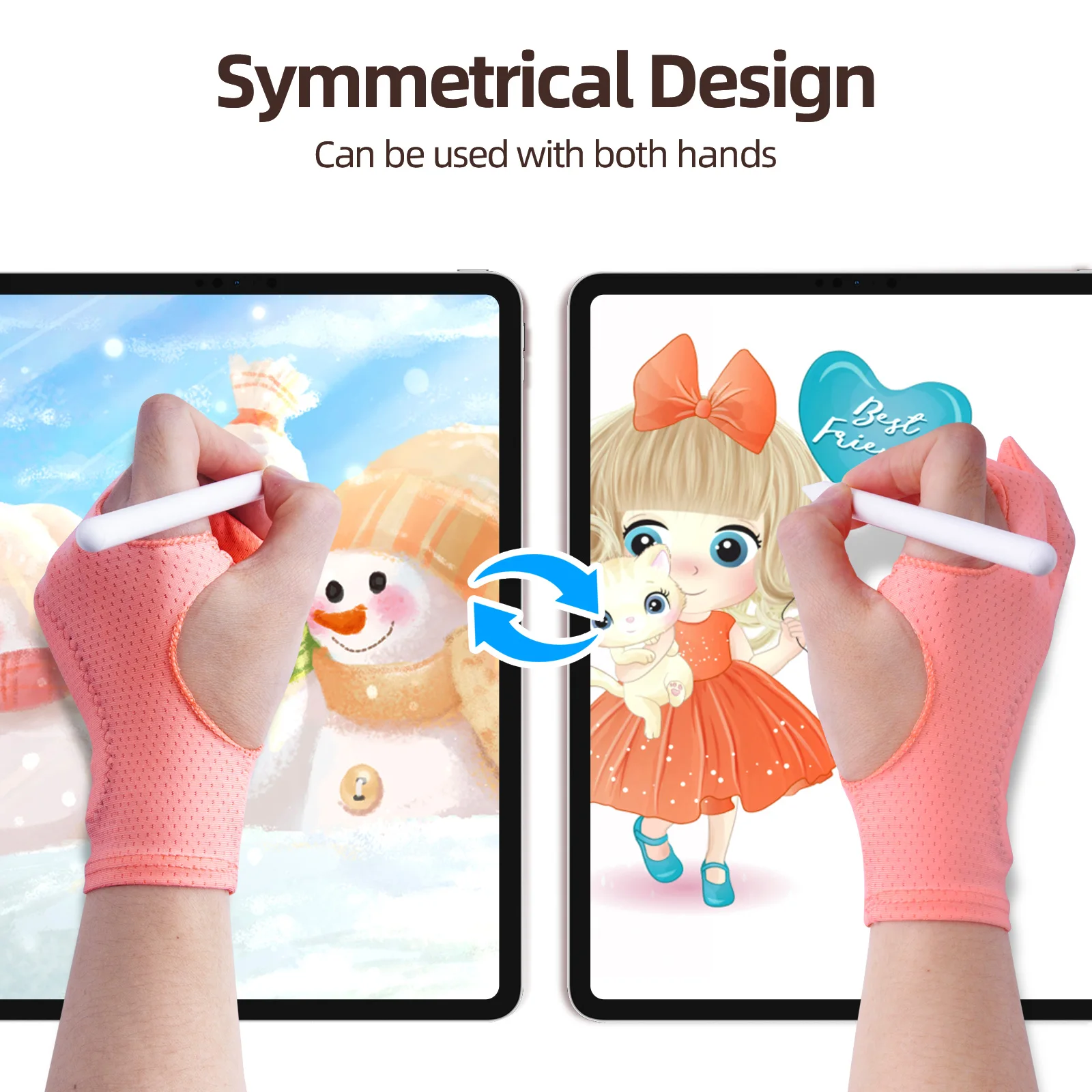 PC Pink Drawing Glove for Any Graphics Table finger Anti Fouling Right And Left Hand Gloves Artist 5