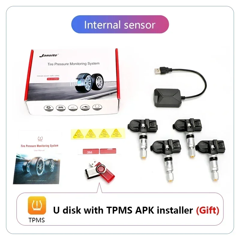 Srnubi Android TPMS for Car Radio DVD Player Tire Pressure Monitoring System Spare Tyre Internal External Sensor USB TMPS