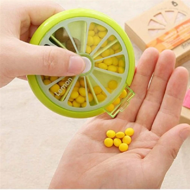 Portable Pill Box Weekly Rotating Split Fruit Points Drug Carry With You Mini Medicine Boxs Medicine Travel Pillbox