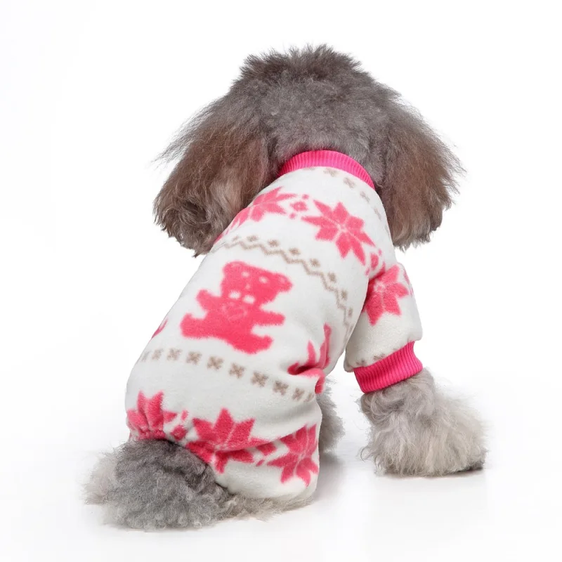Dogs Puppy Dog Cat Clothes Print Warm Jumpsuits Coat Pamas Winter For Small Chihuahua Pomeranian Clothing