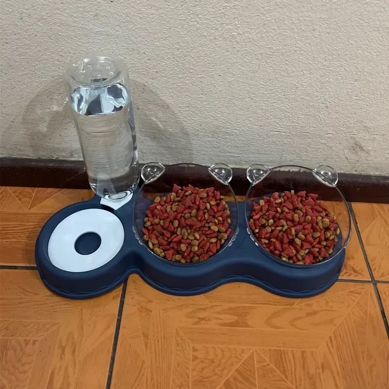 2025 Pet Cat Bowl Automatic Feeder 3-in-1 Dog Cat Food Bowl With Water Fountain Double Bowl new Drinking Raised Stand Dish Bowls For Cats