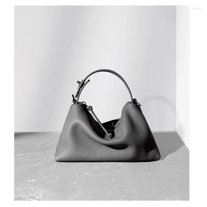 Free Shipping Shoulder Bags 2025 Genuine Leather Women's Pillow Classic Bag Soft Cowhide Totes High Quality Female Commute Handbag Gray