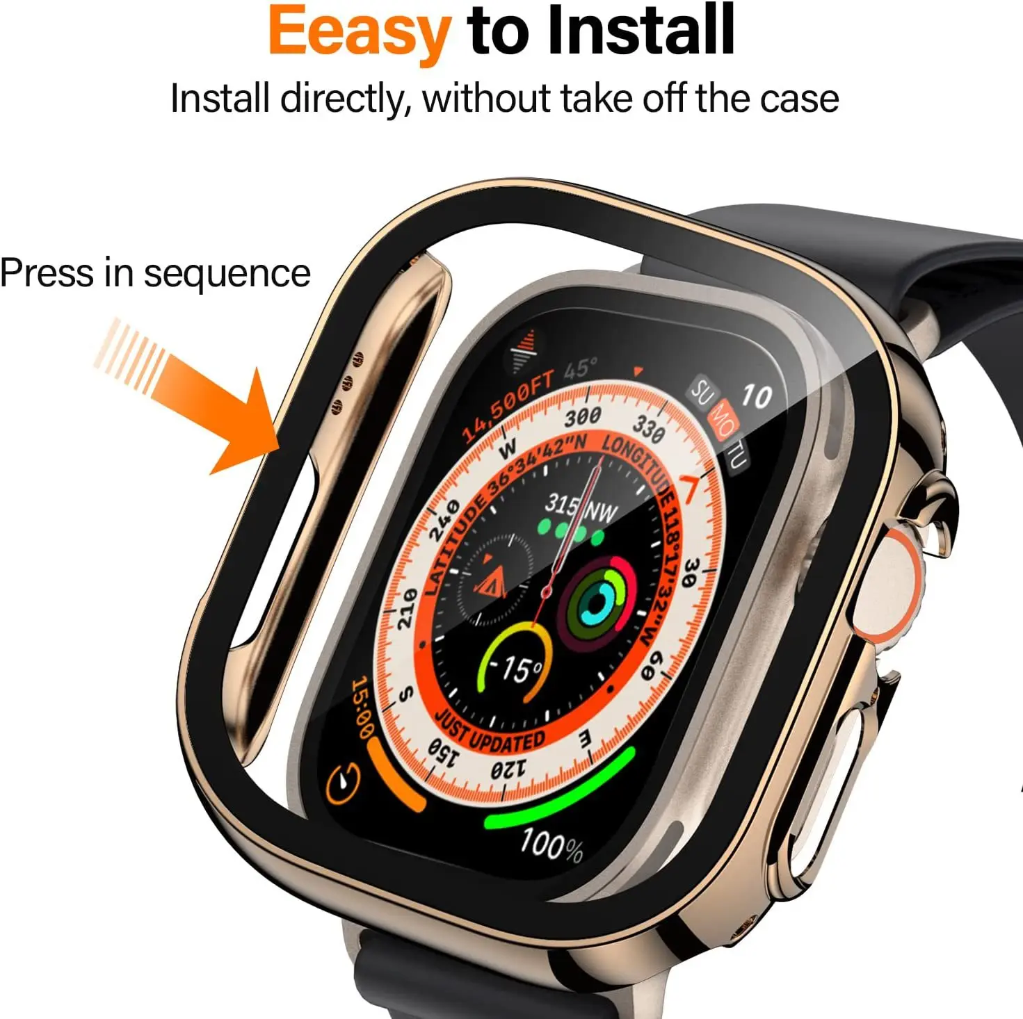 Tempered Glass+Cover for Apple Watch Series 9 Ultra 2 49mm 41mm 45mm PC Bumper Screen Protector Case for IWatch Series 8 7 Cases