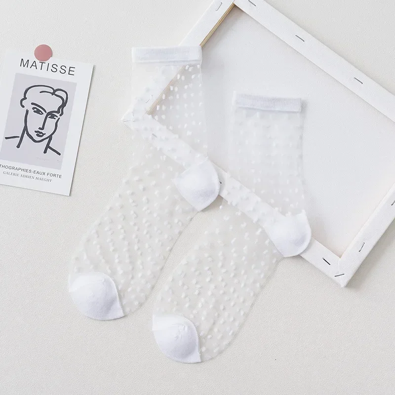 Sexy Lace Mesh Fishnet Socks Mixed Fiber Transparent Stretch Elasticity Ankle Net Yarn Thin Women Cool Socks 1pair=2pcs