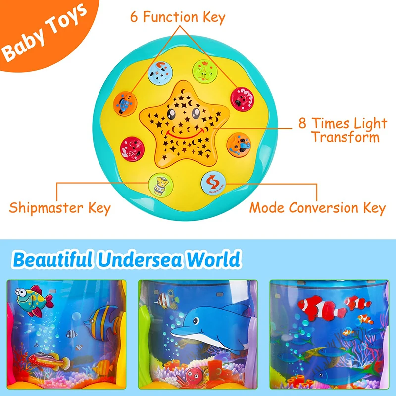 ZK30 Musical Toys 1-3 Years Babies Ocean Light Rotary Projector Baby Toys Montessori Early Educational Sensory Toys for Toddler