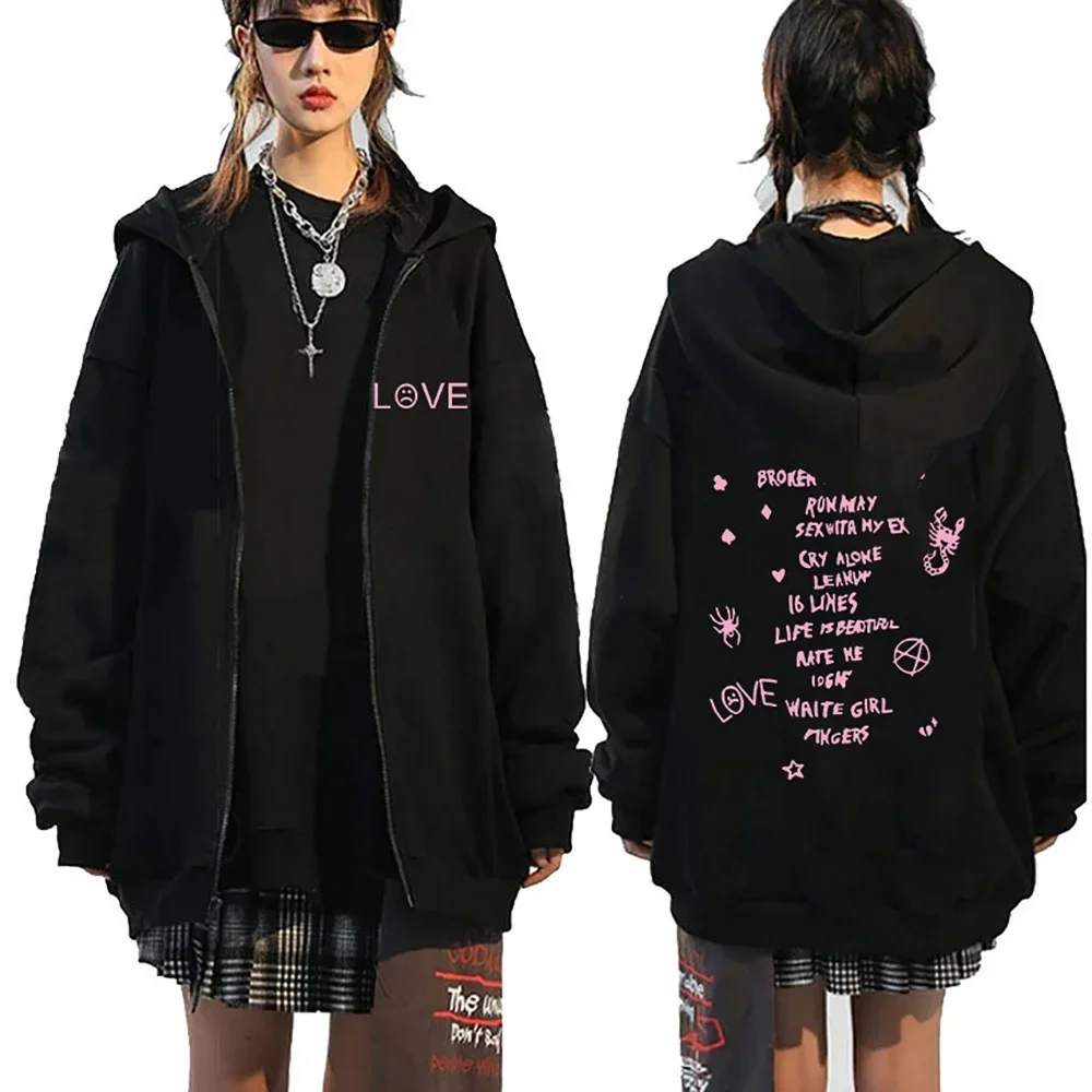 Rapper Lil Peep Hoodie Male Female Zipper Jackets Spring and Autumn Zip-up Jacket Thin Fleece Y2k Sweatshirts Streetwear Hoody