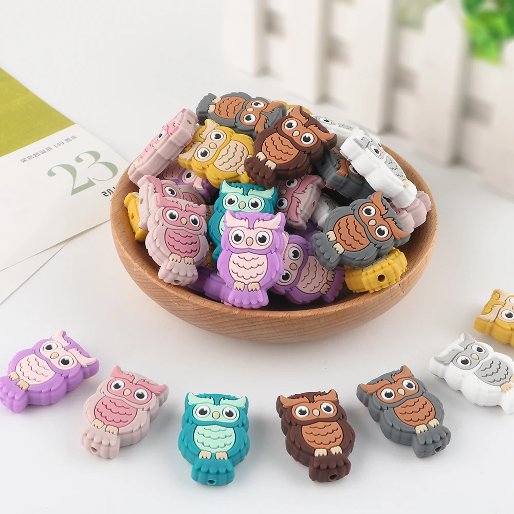 Kovict Pcs New Hats Cakes Owls Flower Silicone Beads For Jewelry Making DIY Pacifier Chain Necklace Accessories