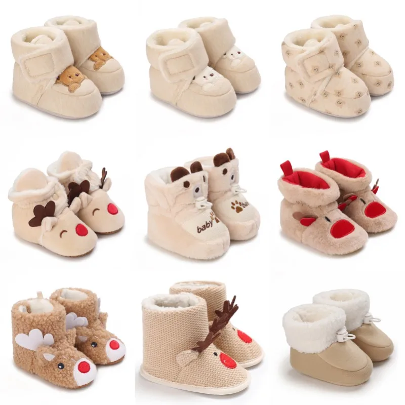 Autumn and Winter Warm Newborn Boots 2025 1-year-old Baby Girls and Boys Shoes Preschool Soft new Sole Fur Snow Boots 0-18M
