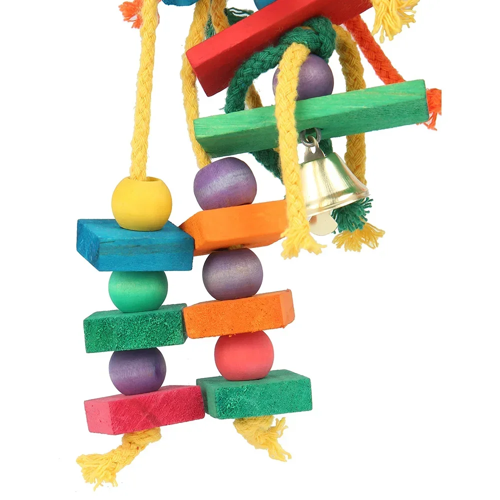 Colorful Parrot Chew Toys Natural Wooden Birds Perch Hanging Chewing Swings Cage Toy Pet Bird Climbing Ladder Game Supplies da3a2 5 17427