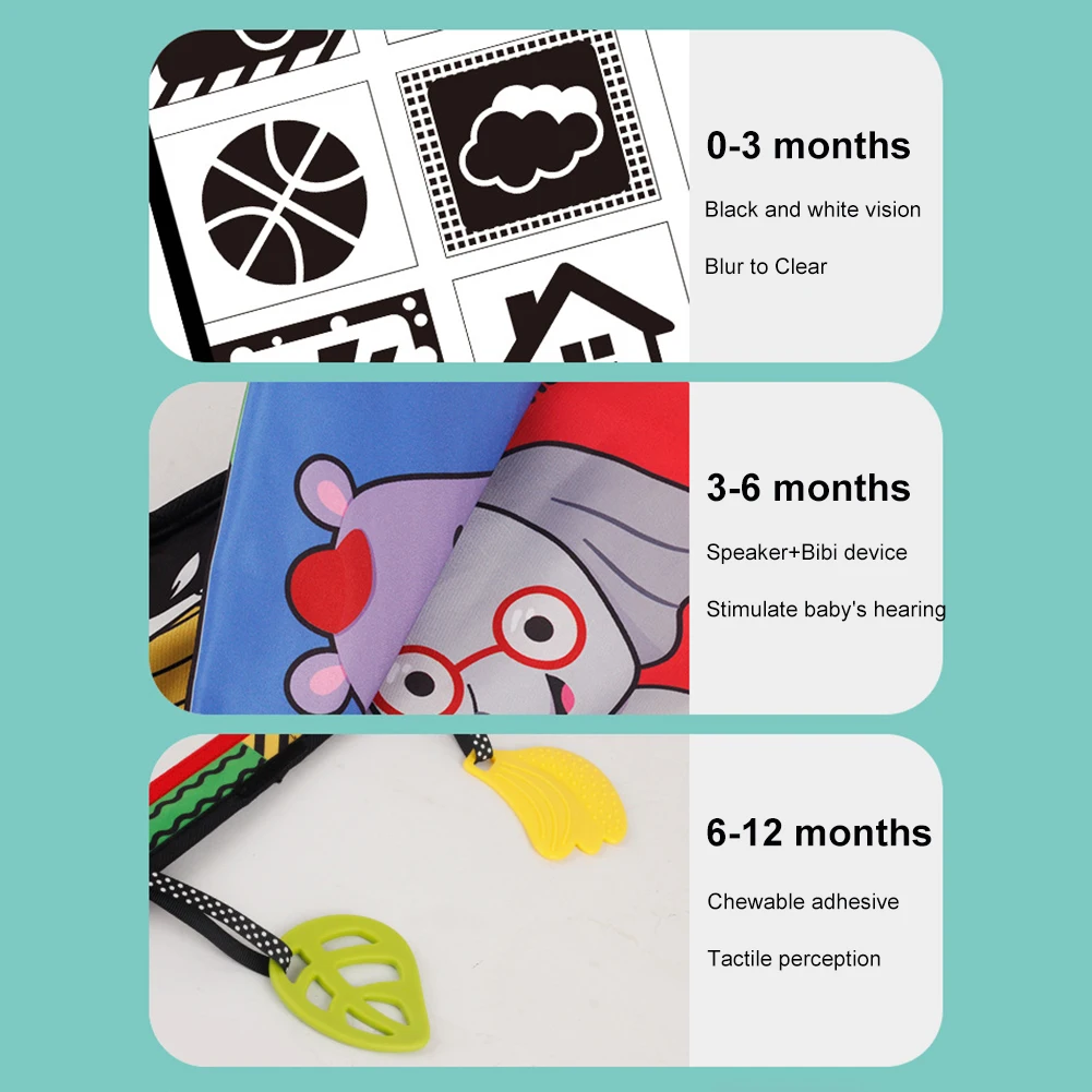 Montessori Busy Board Toys For Toddler Baby with Mirror Early Educational Toy Cloth Story Book 3D Shape Baby Visual Training Set