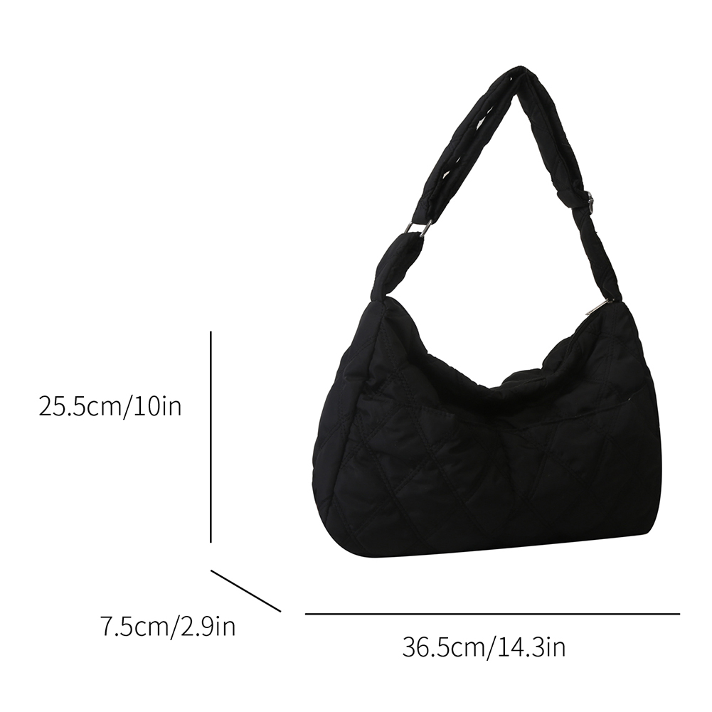 Women Soft Nylon Side Bags Puffy Tote Bag with Adjustable Strap Large Capacity Lady Shoulder Crossbody Bags for Daily Office Use
