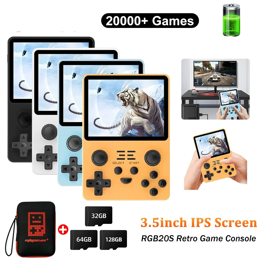 New RGB20S Handheld Game Console Retro Open Source System RK3326 3.5-Inch IPS Screen Game Console With 20000+ Games Kids Gifts