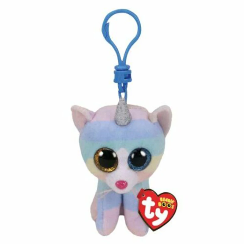 cm Ty Beanie Big Eyes Small Pendant Keychain Clips Mini Stuffed Plush Toy Doll Multicolor Cat Children Christmas Gifts