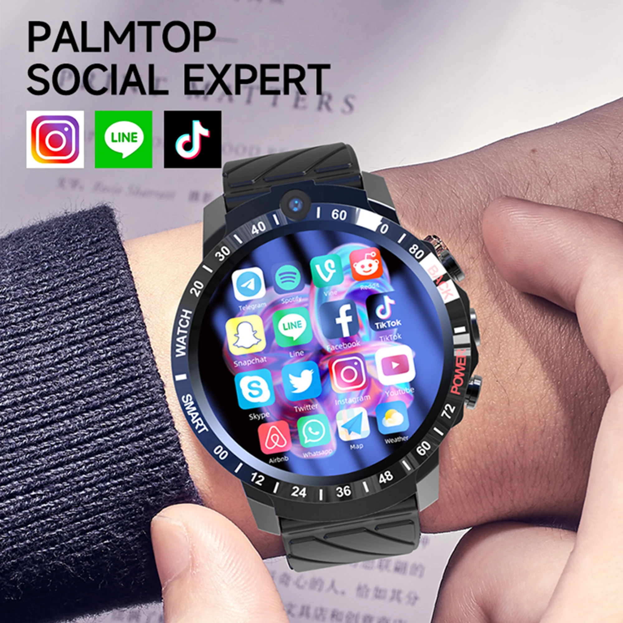 MT27 Smart Watch 4G Network SIM 4G+64G GPS Wifi Dual Camera Men Watch 4 Core Processor Waterproof IOS Android Sport Smart Watch