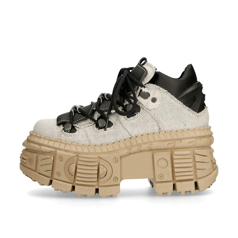 2023 New Women Retro Spanish Contrast Color Heavy Metal Super Platform Couple's Same Tank High Top Punk Shoes