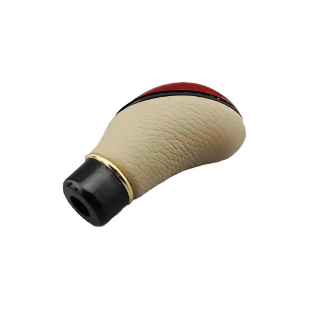 Universal Car Manual 5 Speed Knob PU Leather Wooden Gear Cover Shift Lever Stick Automotive Interior Accessories
